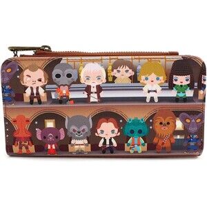 Loungefly Star Wars Cantina Scene Bifold Wallet, Brown, Han Solo Jedis Chewbacca